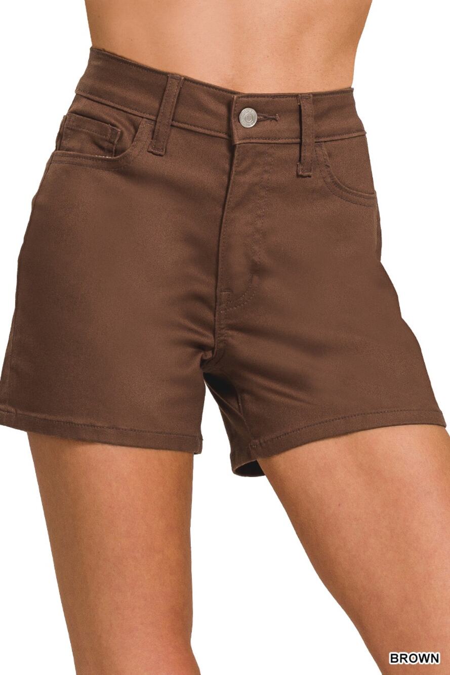 Zenana - High Rise Jean Stretch Shorts - Small
